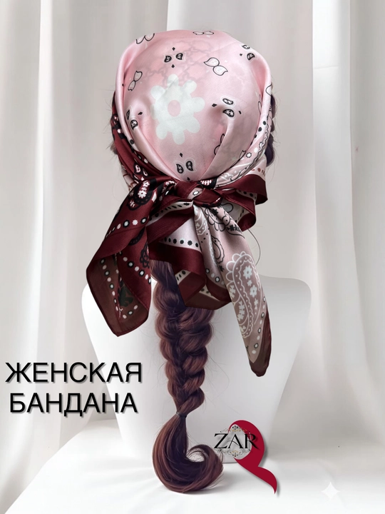 Ayollar bandanasi, ro‘mol yumshoq, yoqimli atlasdan tayyorlangan, Xitoy, o‘lchami 67x67 sm