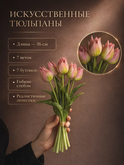 Искусственные тюльпаны — 0026-ТЮЛПАНИКИ-ВИШН