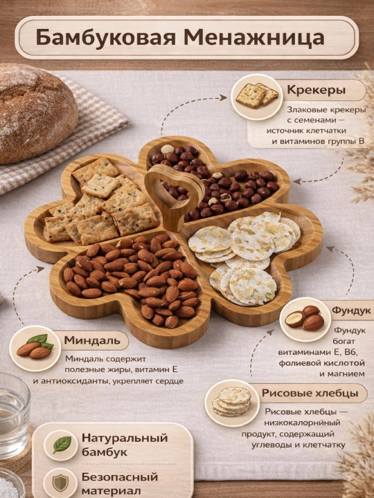 Yog‘ochdan yasalgan, bezakli, dasturxonga tortish uchun patnis - 