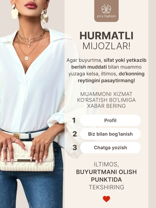 Qalin yengli ayollar bluzkasi — UNCHA STORE