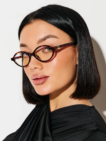 Женские солнцезащитные ретро очки MiuMiu, маленькая оправа oval cat eye, защита UV400 — EA7-MIUMIU-ТРАКОТ