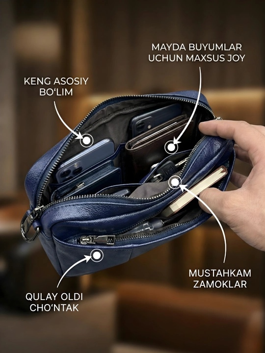 ECO charmdan erkaklar barsetkasi - ish va o‘qish uchun ixcham sumka