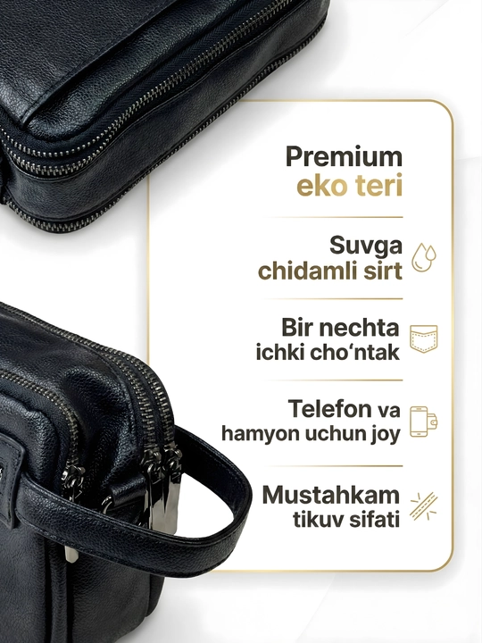 ECO charmdan erkaklar barsetkasi - ish va o‘qish uchun ixcham sumka