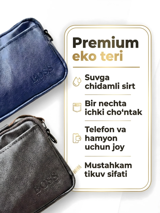 ECO charmdan erkaklar barsetkasi - ish va o‘qish uchun ixcham sumka