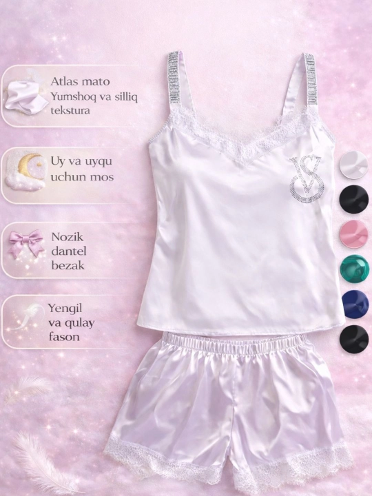 Atlas pijama ayollar uchun 2/1 Yozgi pijama tungi pijama salqin shortik mayka