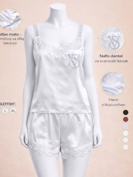 Atlas pijama ayollar uchun 2/1 Yozgi pijama tungi pijama salqin shortik mayka
