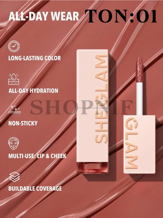 SHEGLAM lip tint & cheek, 24 soat bardoshli, namlovchi, yopishmaydi - 