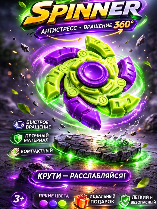 Spinner o‘yinchoq, slayder, antistress o‘yinchoq - 