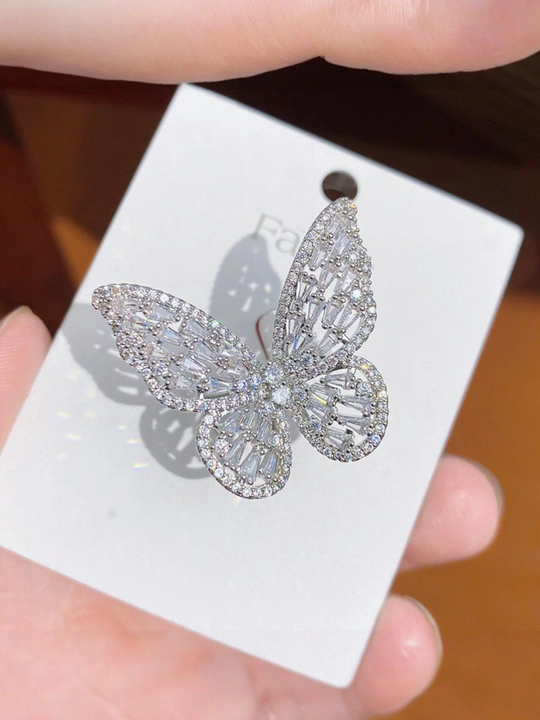Fianitli «Golden Butterfly» halqasi. Tartibga solinadigan o’lcham 16-19. Premium dizayn