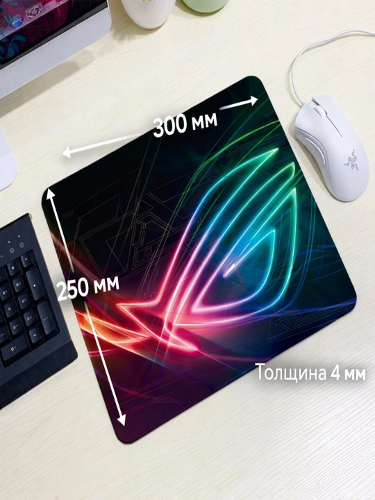 Коврик для мыши, 30 × 25 см, толщина 4 мм, нескользящий