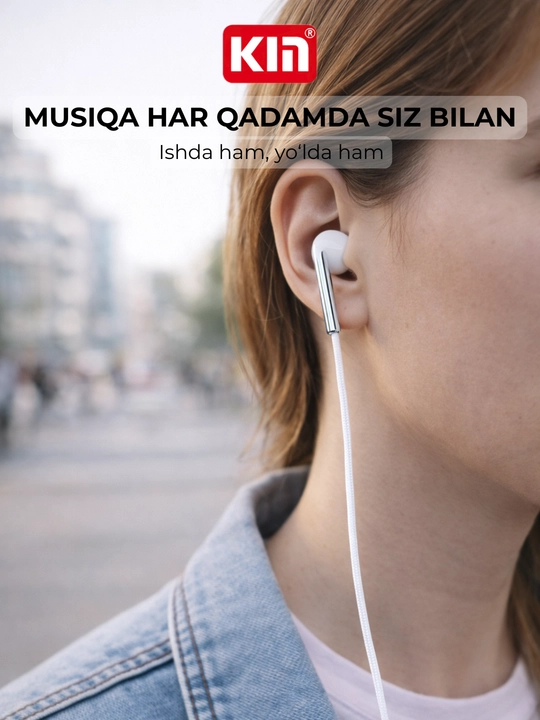 Simli quloqchin KIN K103 3.5mm 10mm dinamik mikrofon bilan naushnik telefon uchun