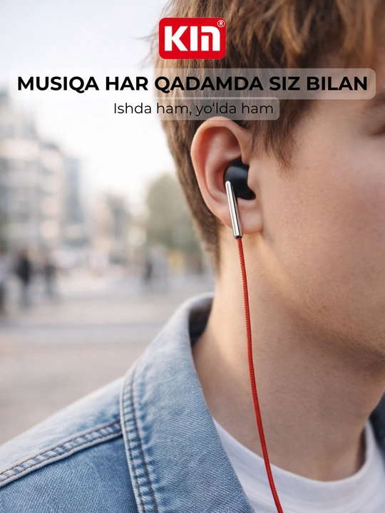 Simli quloqchin KIN K103 3.5mm 10mm dinamik mikrofon bilan naushnik telefon uchun