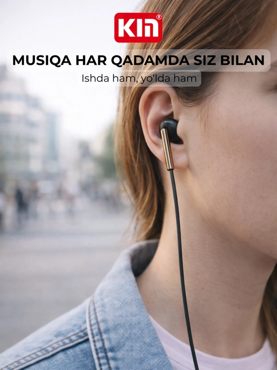 Simli quloqchin KIN K103 3.5mm 10mm dinamik mikrofon bilan naushnik telefon uchun