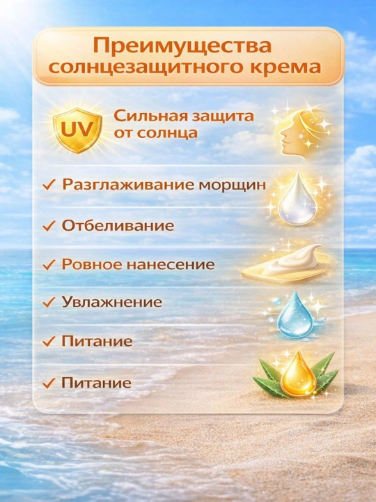 Солнцезащитный крем DEOPROCE с защитой от УФ-излучения SPF 50+ PA+++