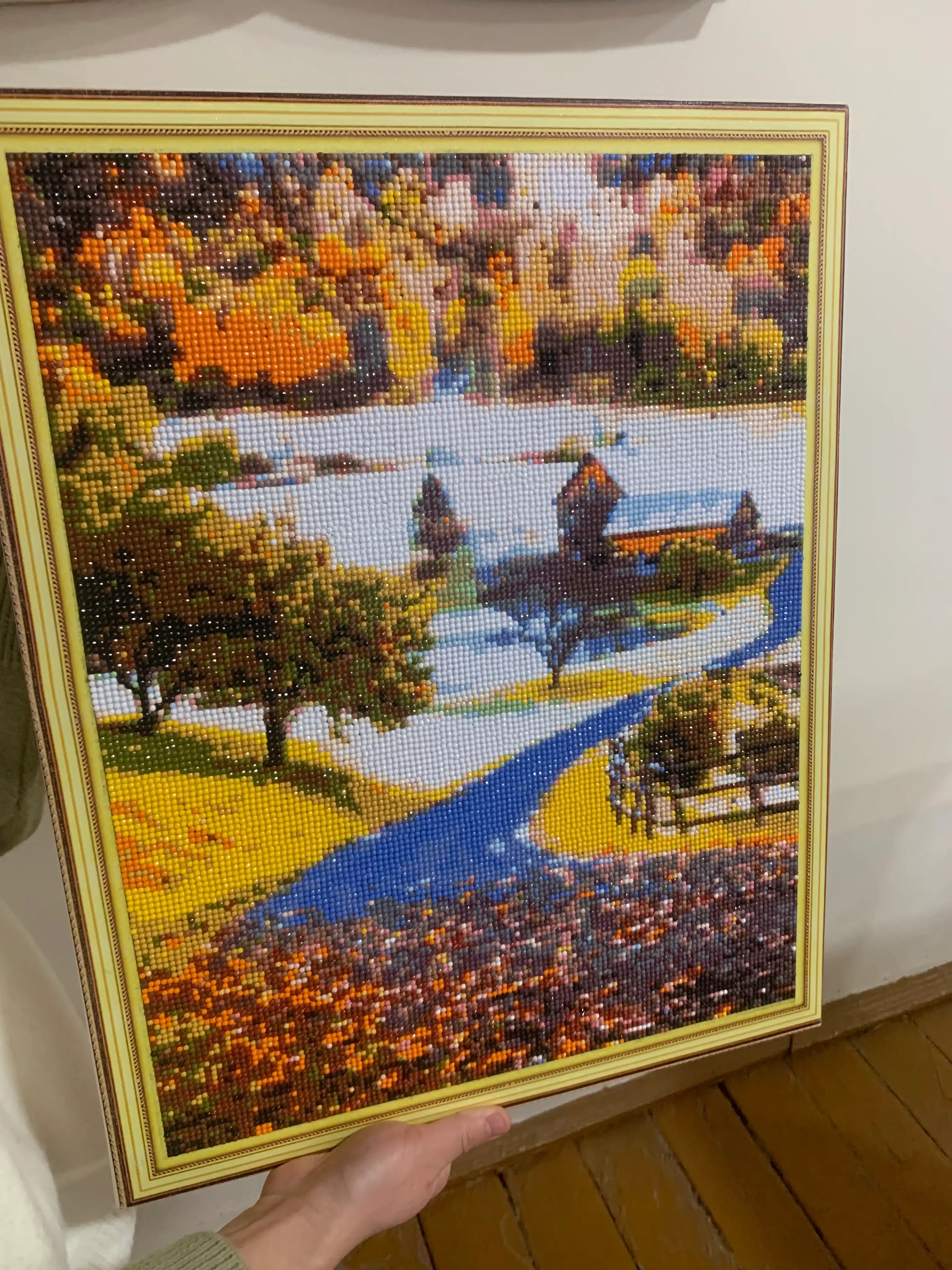 Olmosli mozaika, Almaznaya mazayka, "PEYZAJ" mavzusida, ramkaga tortilgan, 40*50 sm