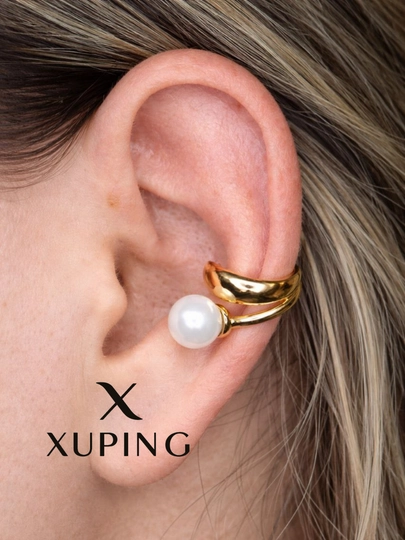 Кафф XUPING без прокола, серьга на ухо с фианитом жемчугом, медицинское золото — G721K-KAFF1-АМЕТИС