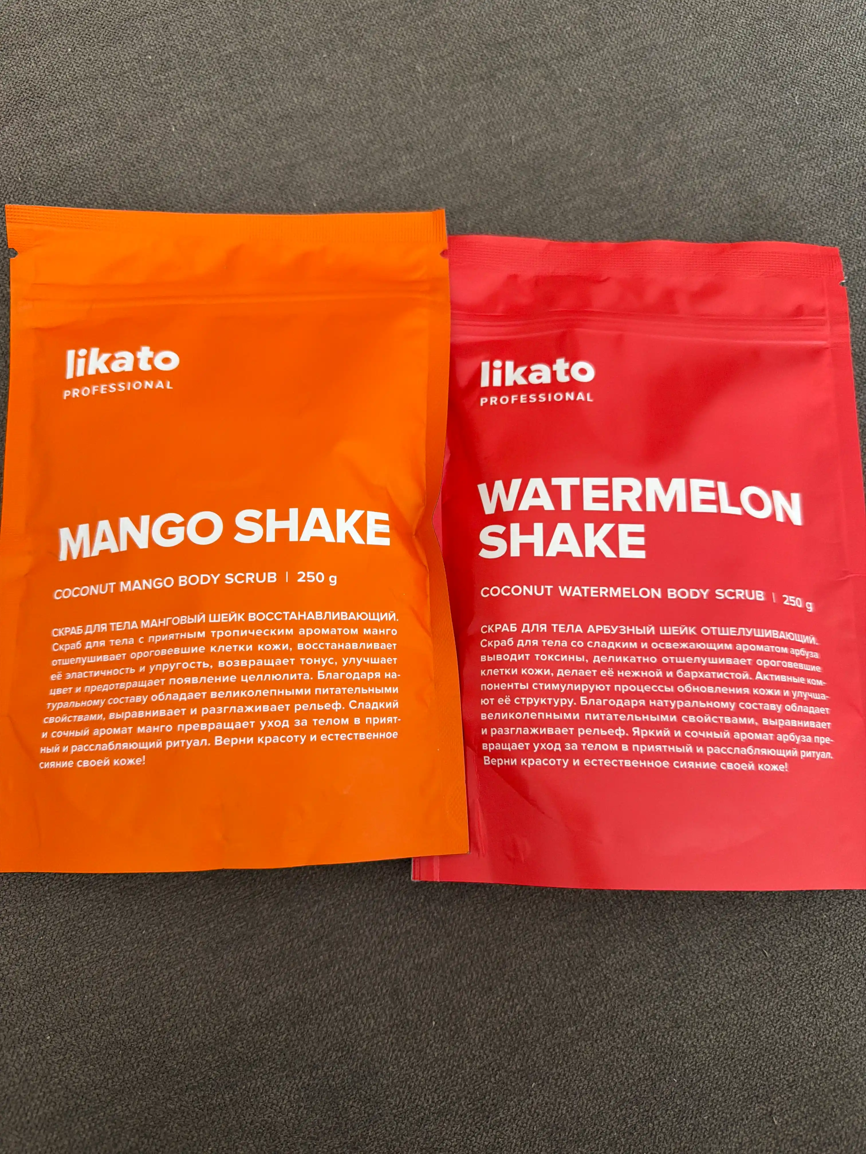 LIKATO Tana uchun tiklovchi skrab “Mango sheyk”, 250 g