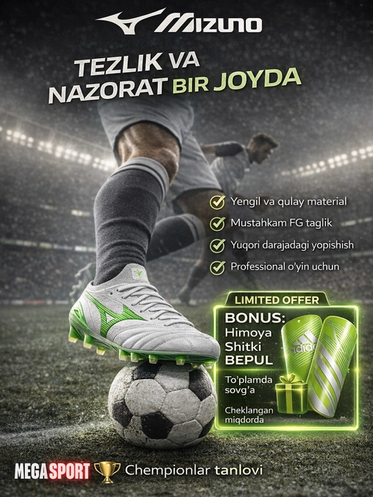 Mizuno FG futbol butsalari, yengil va tezkor - 