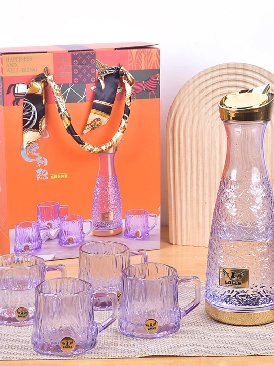 4 ta stakanli shisha grafin, to‘plam - 