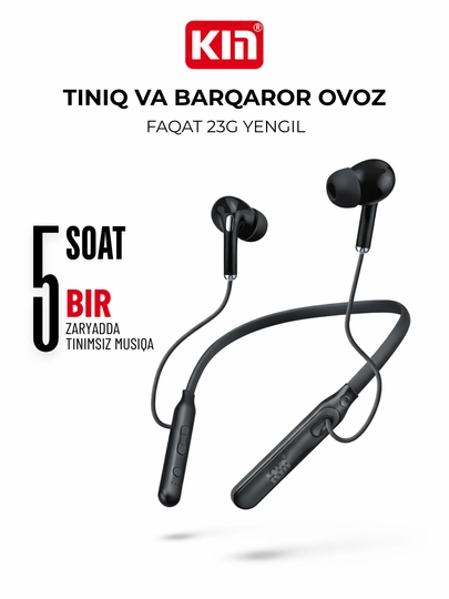 Bluetooth гарнитура KIN KL02, 8 часов работы, подключение 2 устройств, быстрая зарядка