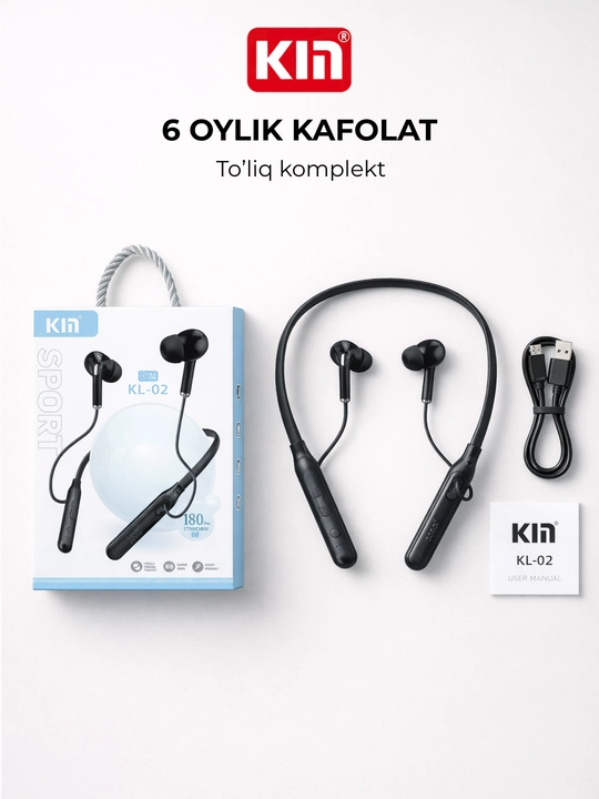 Simsiz quloqchin KIN KL02, Bluetooth garnitura, 5 soat ishlash, 2ta qurilmaga ulanish