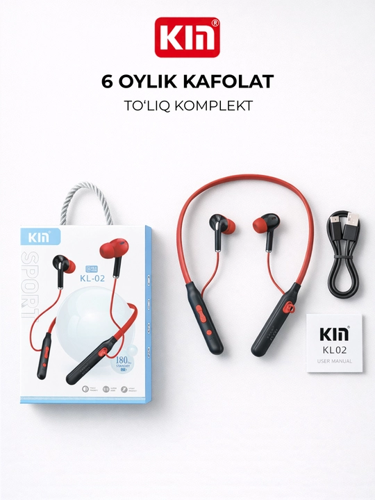 Simsiz quloqchin KIN KL02, Bluetooth garnitura, 5 soat ishlash, 2ta qurilmaga ulanish