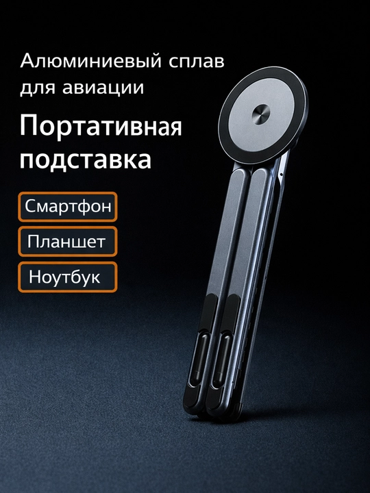Магнитная алюминиевая подставка для телефона и планшета, универсальная - 