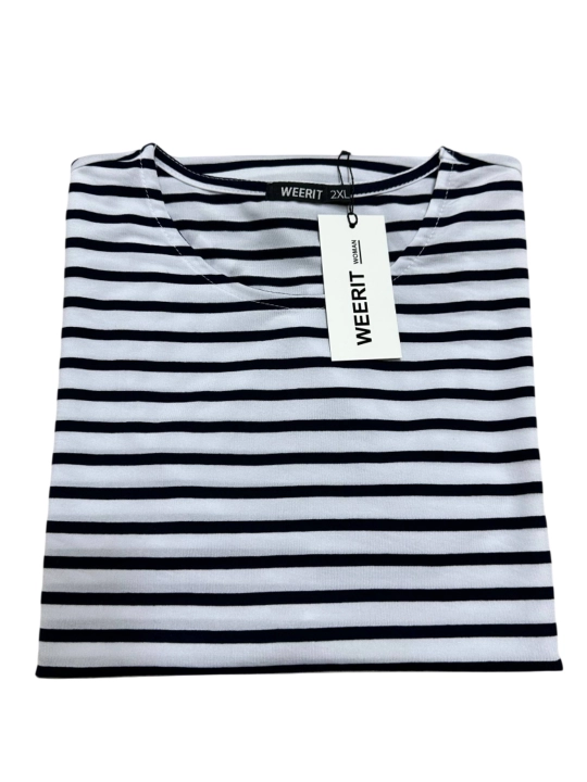 Ayollar katta o‘lchamli futbolka WEERIT Comfort Stripe 60% poliester 40% paxta 2XL–5XL