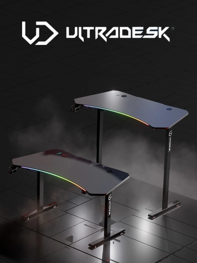 144×74 sm o‘lchamdagi elektr boshqariladigan kompyuter stoli, RGB yoritgichli, Level2 karbon stol 5