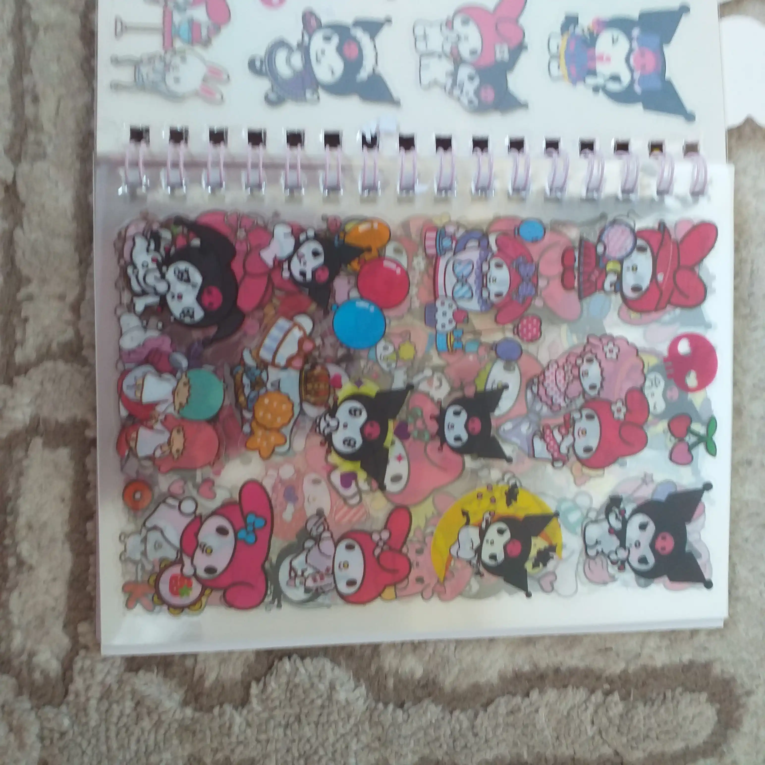Bloknot stiker bilan Kuromi Sanrio, stiker kitobi, o'lchami 16 * 12 sm