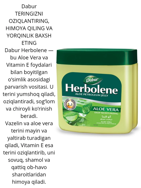 Dabur Aloe Vaseline 120 g - lab yuz oyoqlar va bolalar terisi namlantiruvchi va parvarish