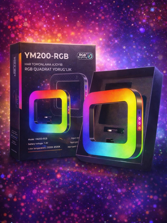 YM200-RGB квадратная LED лампа 2500-8500K, USB-C, профессиональный свет