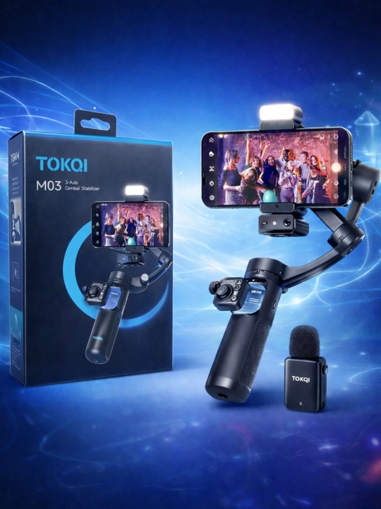TOKQI M03 smartfon stabilizatori – 3 o‘qli, tripodli, vlog va video suratga olish uchun - 