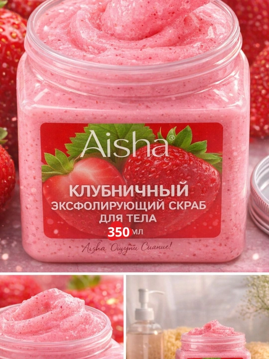 Скраб для тела Aisha Клубничный, 350 мл