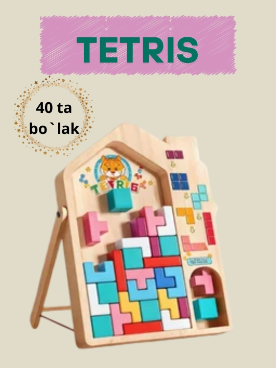 Bolalar aqlni charxlovchi yog‘ochli ta’limiy o‘yin doskasi – TETRIS