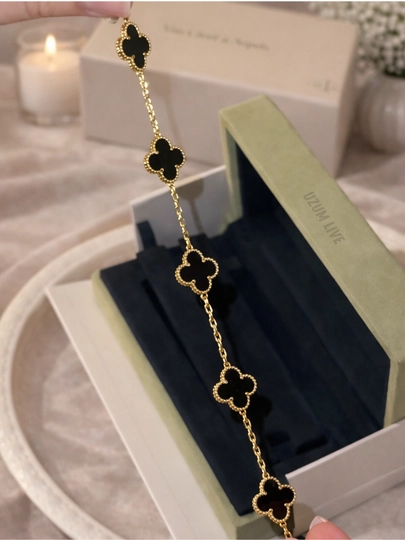 Браслеты для женщин и для девочек Clever, Van Cleef, не меняет цвет и не темнеет — UZMLIVE-ВКЛФ-ЧЕРН
