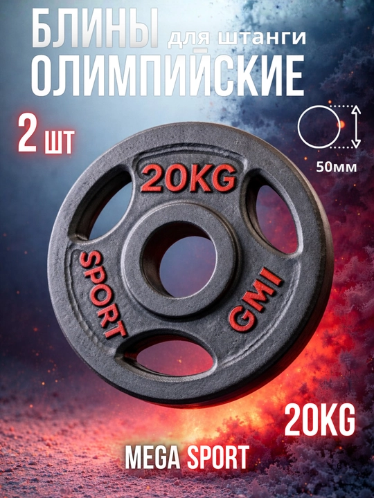 Штанги 2,5 - 5 - 7,5 - 10 кг, 2 шт., отверстия 2,5 и 50 мм, олимпийского типа