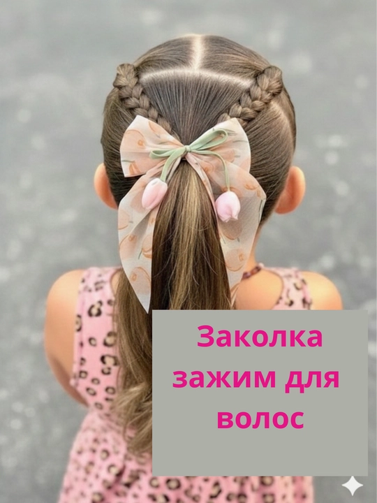 Заколка зажим для волос с бантом для девочек - 
