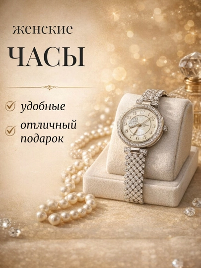 Женские изящные золотистые часы-браслет с декоративными камнями — BLACKKK-ASRTIMENT888SOAT-ЖЕЛТ