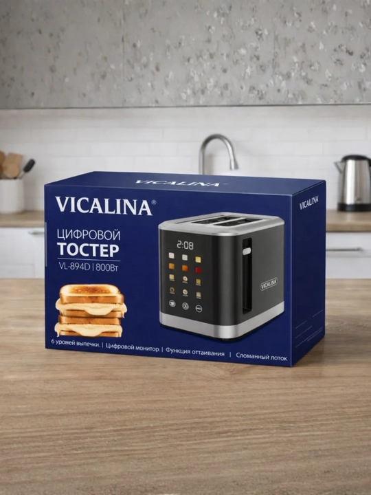 Raqamli toster Vicalina VL-894D, 800W, 6 daraja, LED displey