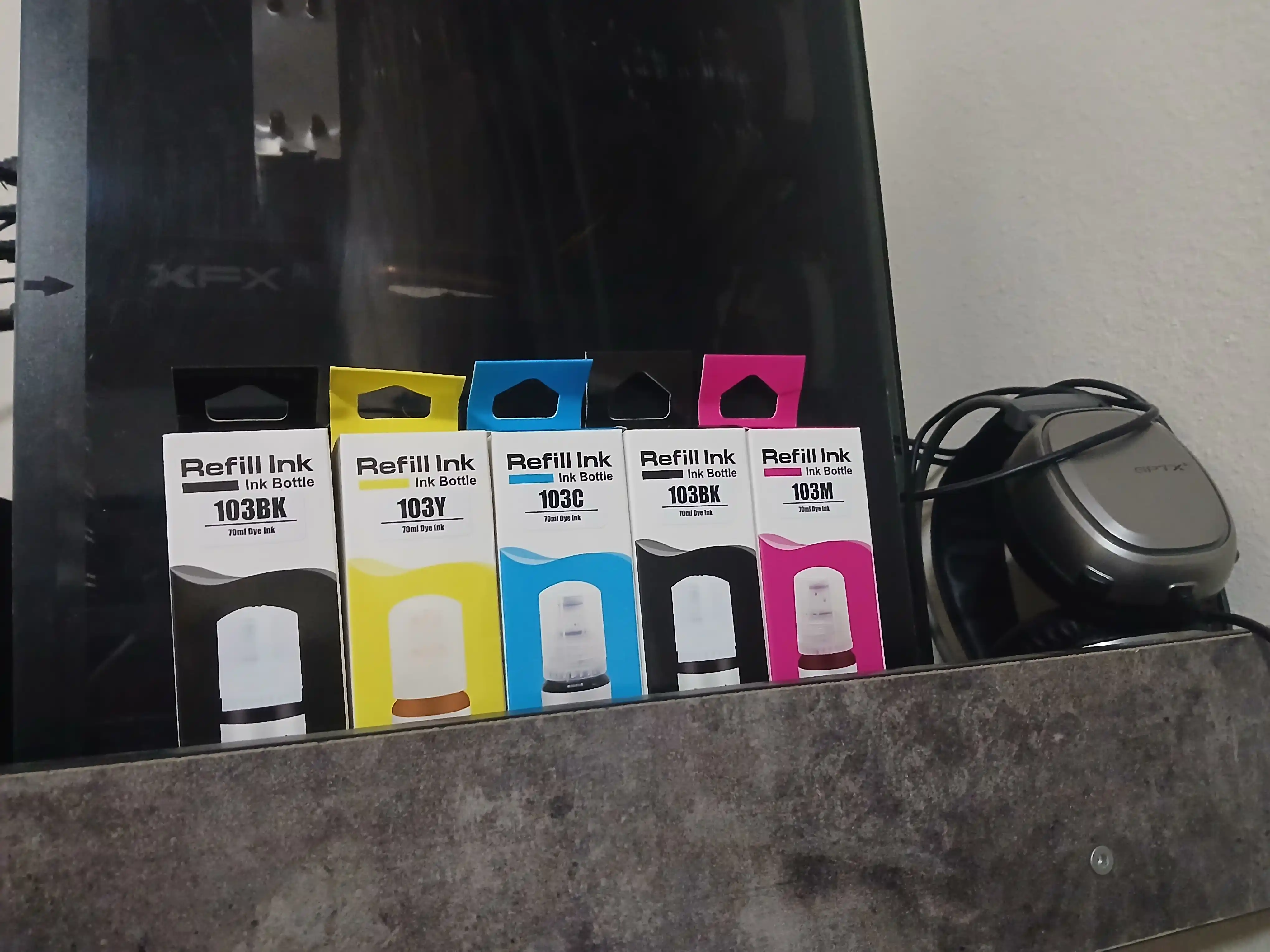 Siyoh Epson 103, l3150, l3250, 103 EcoTank printer bo'yog'i, 4 rang + 1 qora sovga