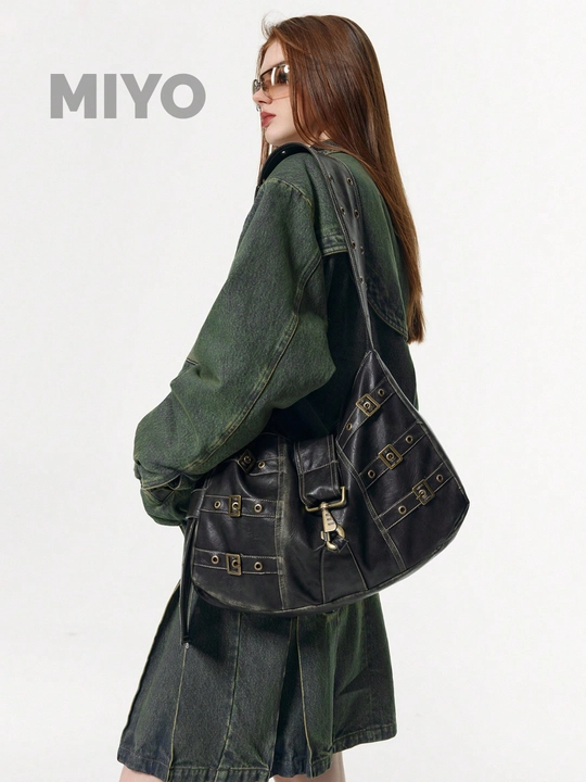 MIYO Y2K vintage uslubidagi katta yelka sumkasi