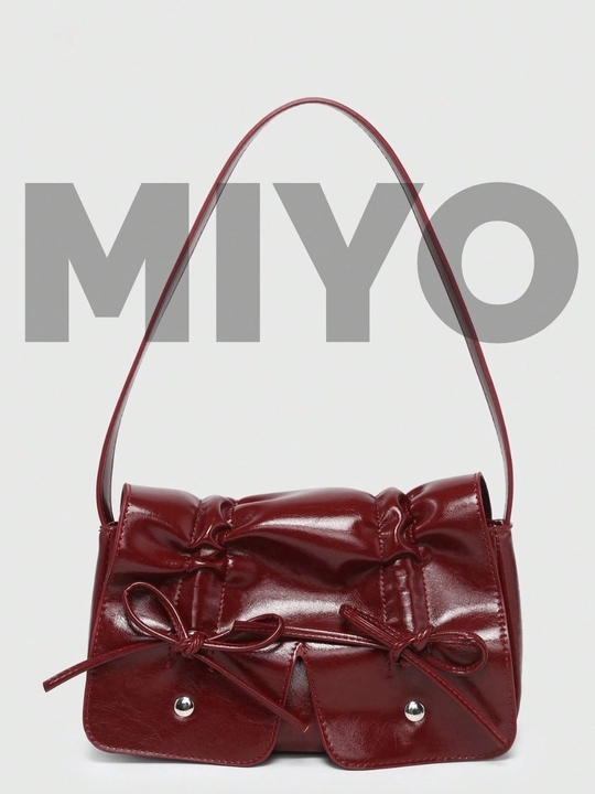 MIYO Y2K vintage yelkama sumkasi, dekorativ bantli - 