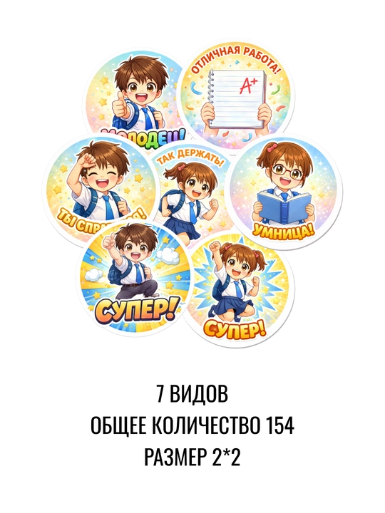 Наклейки-смайлики для учителей и учеников школы, 126 штук - 