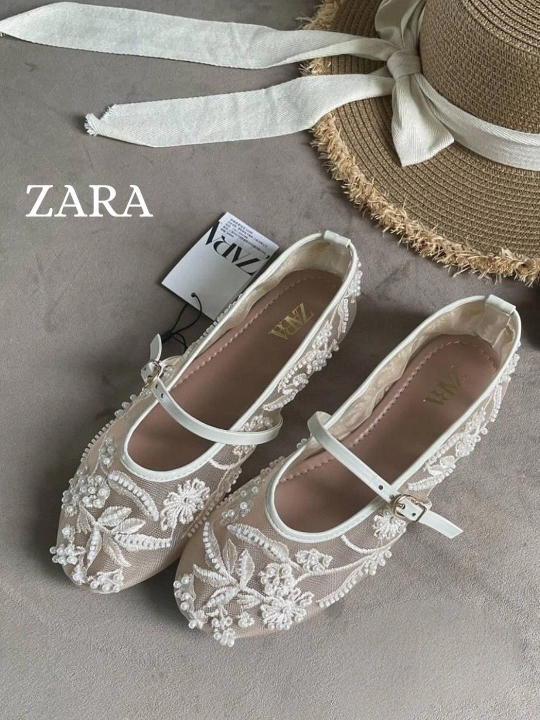 ZARA женские балетки, в современном стиле, женская обувь, удобная обувь - 