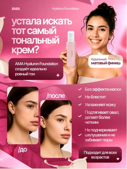 Тональный крем-основа AMA Hyaluron 