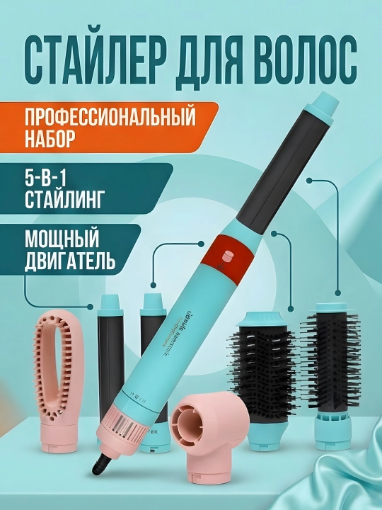 Мультистайлер Airwrap 5-в-1 мощный мотор голубо-розовый - 
