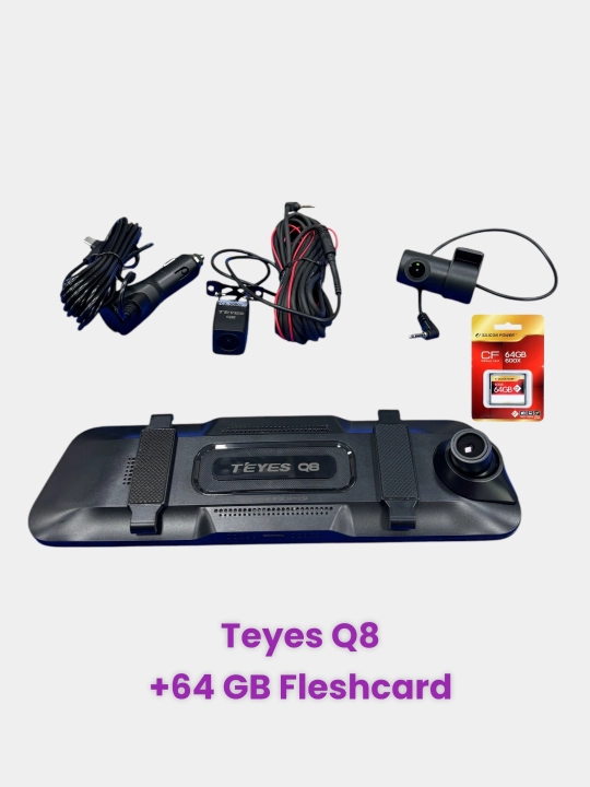 4K TEYES Q8 videoregistratori, Wi-Fi, 3 ta kamera, yo‘laklar, va avtomobillarni taniydi 