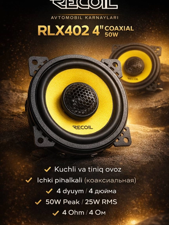 Avtomobil karnaylari kalonkalari RECOIL 50W RLX402 (2 dona)