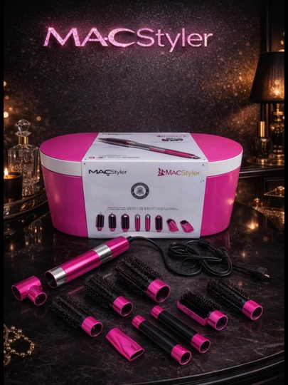Фен для волос MAC styler MC-6766, 6 в 1, воздушная укладка и автоматическая плойка — DOSTON-MAC6IN1-РОЗОВ